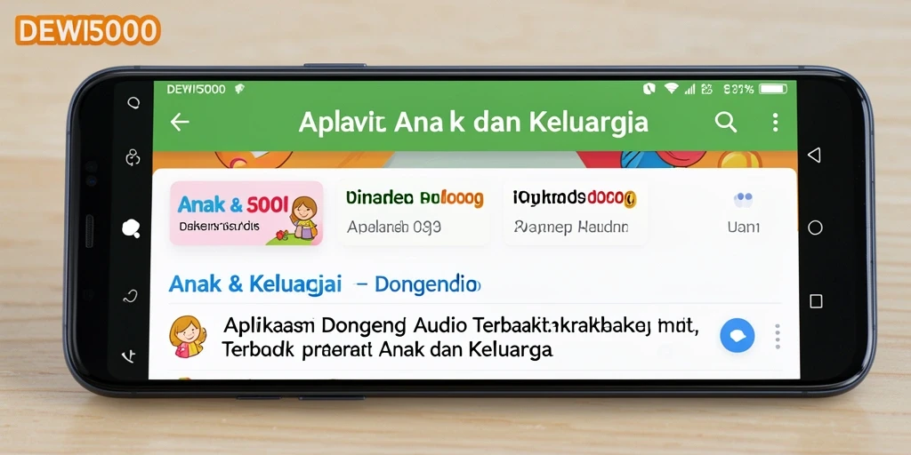 Antarmuka DEWI5000 yang ramah untuk anak-anak dengan beragam pilihan dongeng audio.