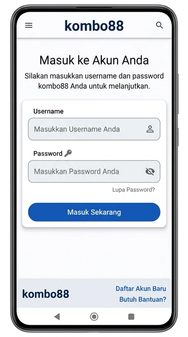 Tampilan halaman login kombo88